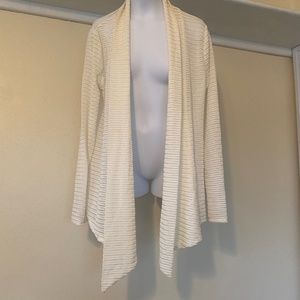 White Flyaway cardigan swimsuit cover up mesh material size medium